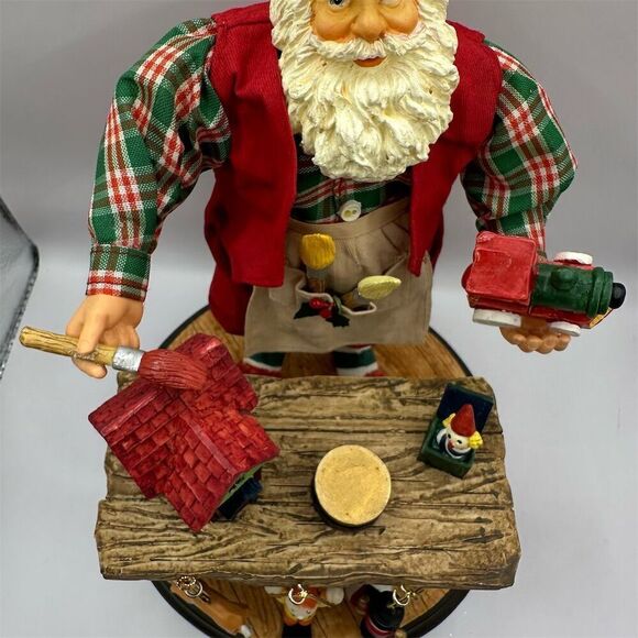 Traditions Vintage Santa Claus Toy Maker Figurine Fabric Mache Santa Centerpiece - Picture 7 of 16